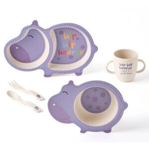 Tiny Footprint Toddler Dinner Set Harley Hippo Non Toxic